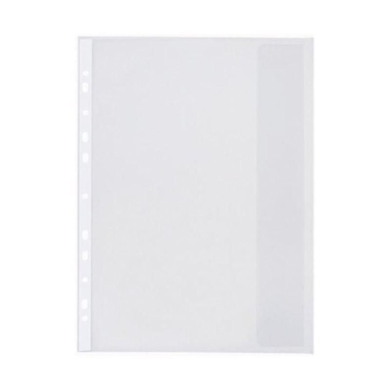 Folie protectie doc. A4, clapa laterala, inchidere cu capsa, 4/set, 200 microni, Optima -albastru tr