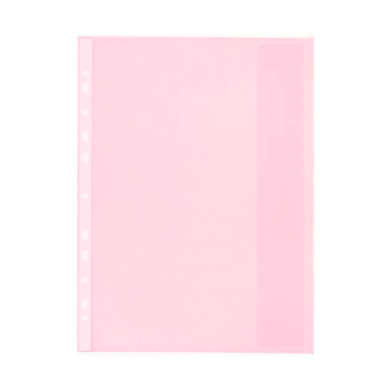 Folie protectie doc. A4, clapa laterala, inchidere cu capsa, 4/set, 200 microni, Optima -transparent