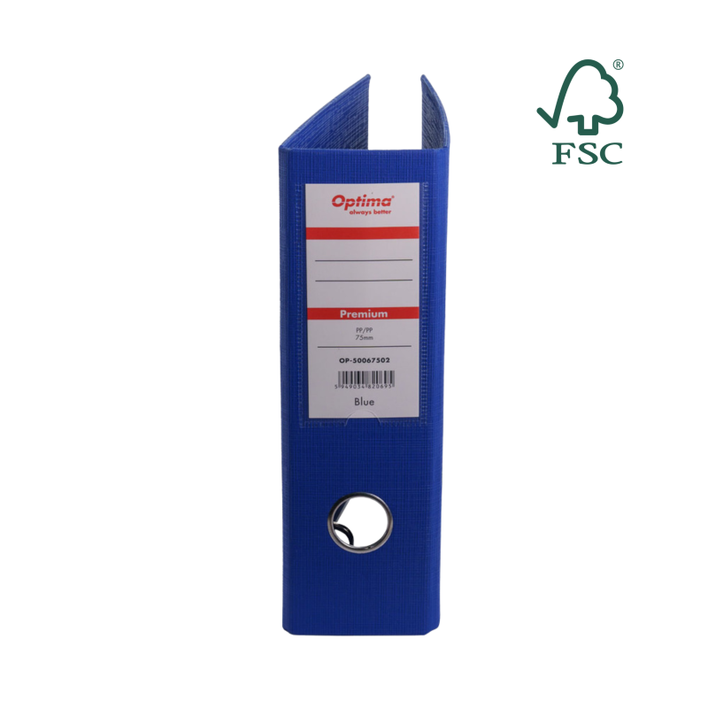 Biblioraft A5, plastifiat PP/PP, 75 mm, Optima Premium - albastru