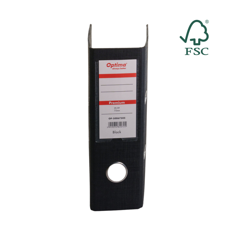 Biblioraft A5, plastifiat PP/PP, 75 mm, Optima Premium - negru