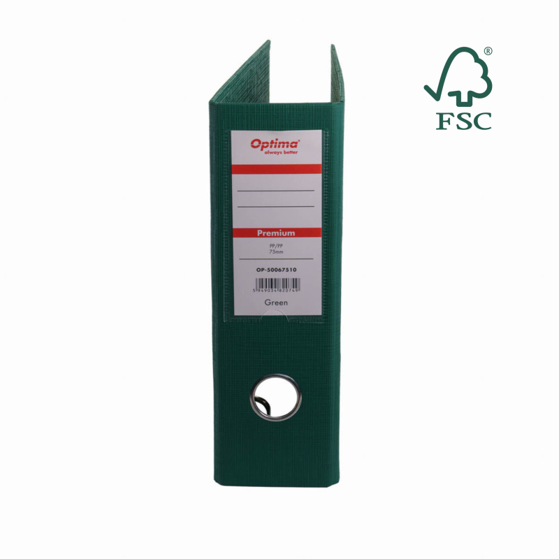 Biblioraft A5, plastifiat PP/PP, 75 mm, Optima Premium - verde