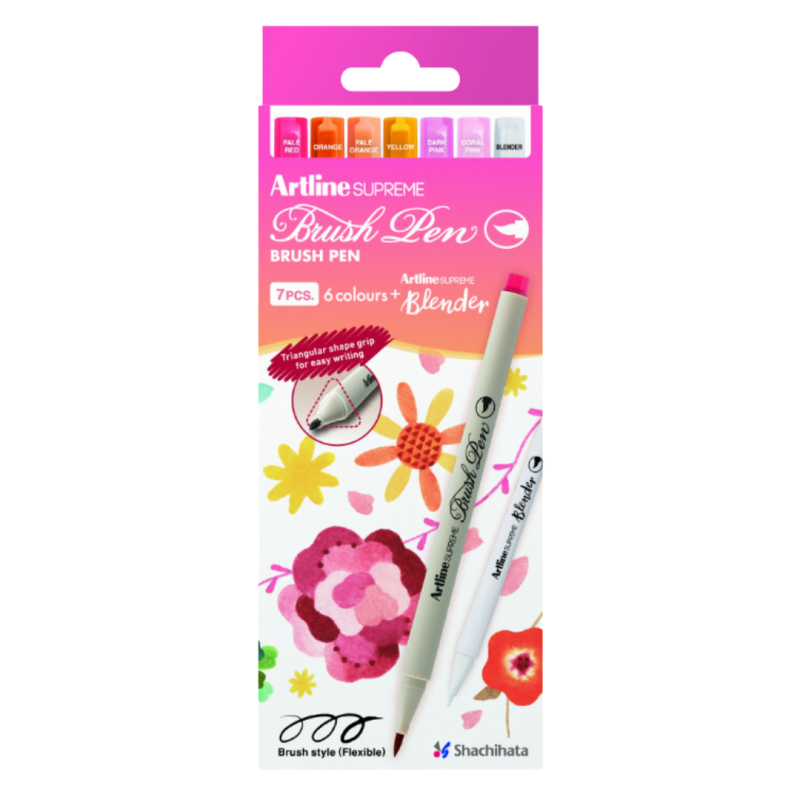 Carioca corp triunghiular, ARTLINE Supreme Flower Meadow, varf flexibil (tip pensula), 6 cul/cut + b