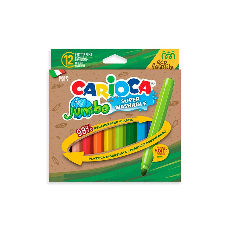 Carioca super lavabila Jumbo, Carioca EcoFamily Joy, 12 buc/set