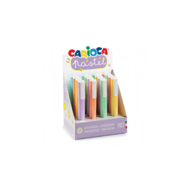 Display textmarkere CARIOCA, culori pastelate, 16 buc/display