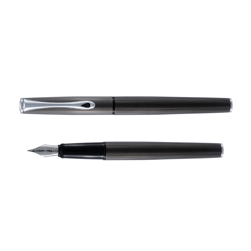 Stilou DIPLOMAT Esteem, cu penita B, din otel inoxidabil - black Barley