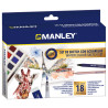 Set de desen Manley, contine 12 culori pastile compacte, pix de stergere+blender
