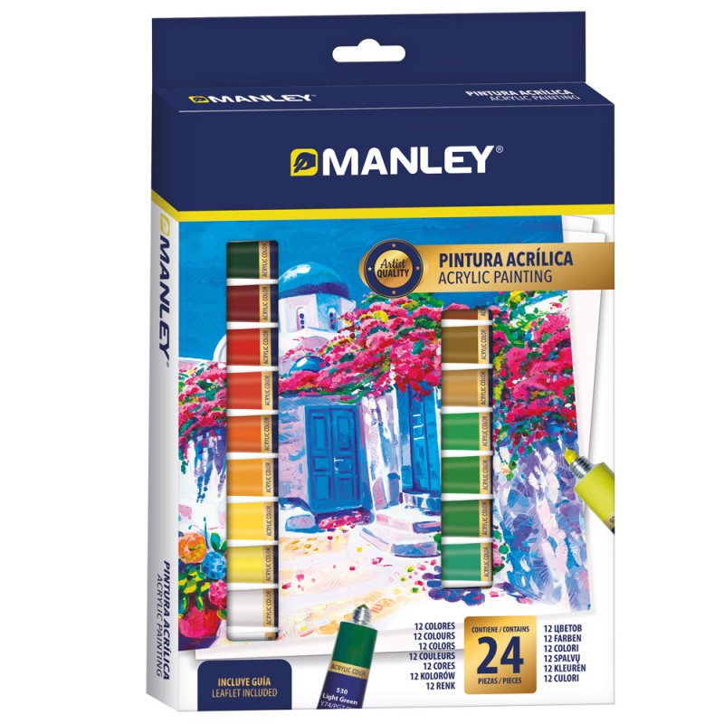 Tempera acrilica, 12ml - 24 culori/set, Manley