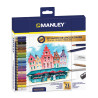 Creioane colorate, 23 culori/set, ascutitoare+radiera incluse, Manley