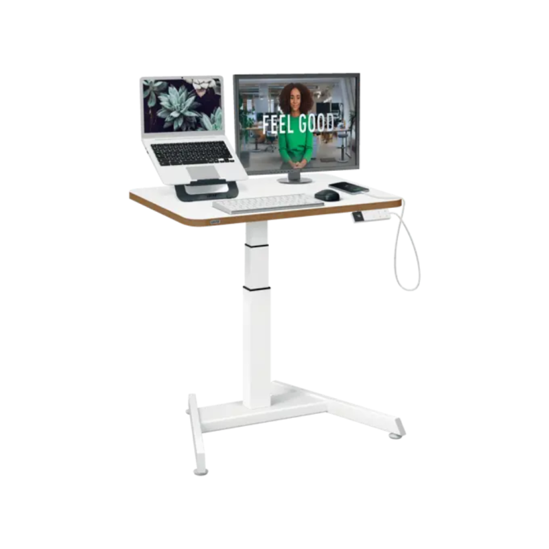 Birou ergonomic LEITZ Ergo, electric, ajustabil pe inaltime, pentru pozitia sezut/in picioare, alb