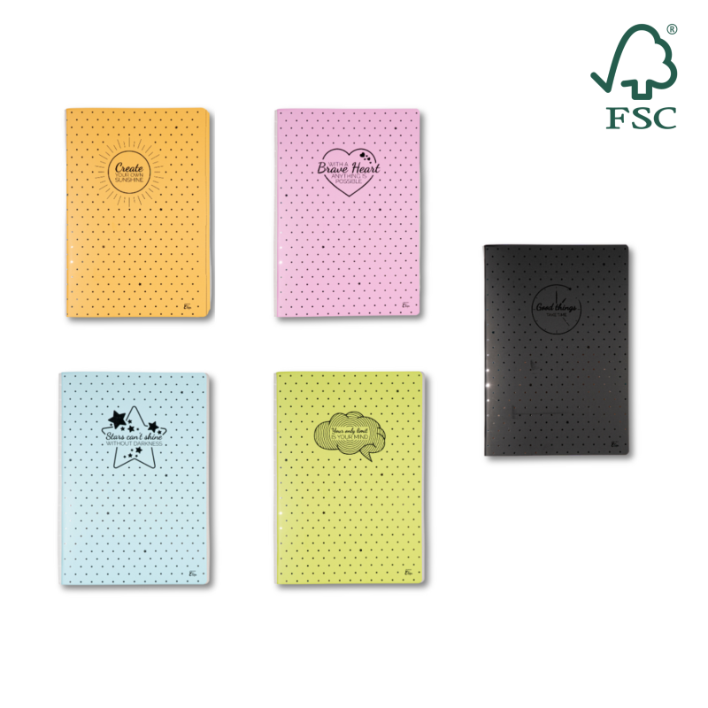 Caiet A4, 60 file, 80gsm, coperta carton 300gsm, design dots - dictando