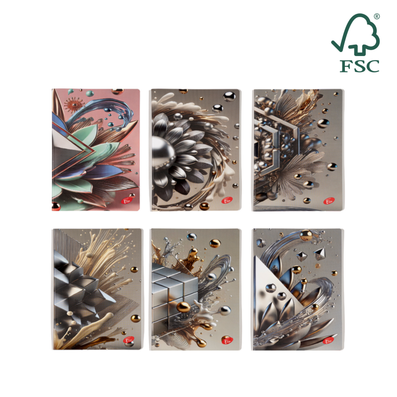 Caiet A5, 48 file, 80gsm, coperta carton 300gsm, design 3D arts - matematica