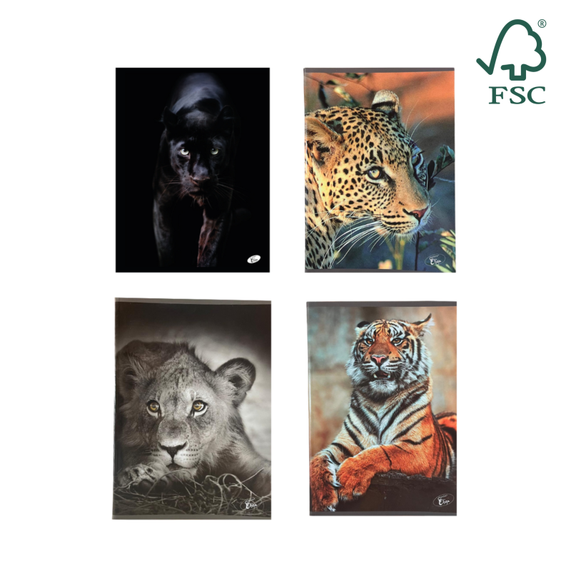 Caiet A5, 48 file, 80gsm, coperta carton 300gsm, design animals - matematica