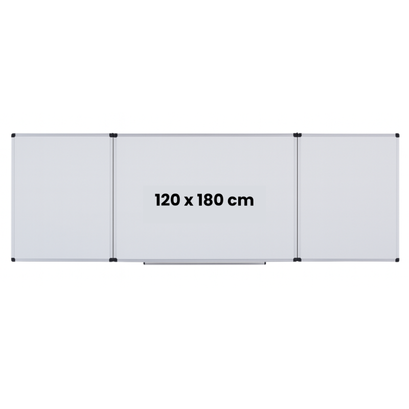 Tabla alba magnetica, triptica, 120x180cm + 2 x 90x120cm, cu 5 suprafete de scris, Optima