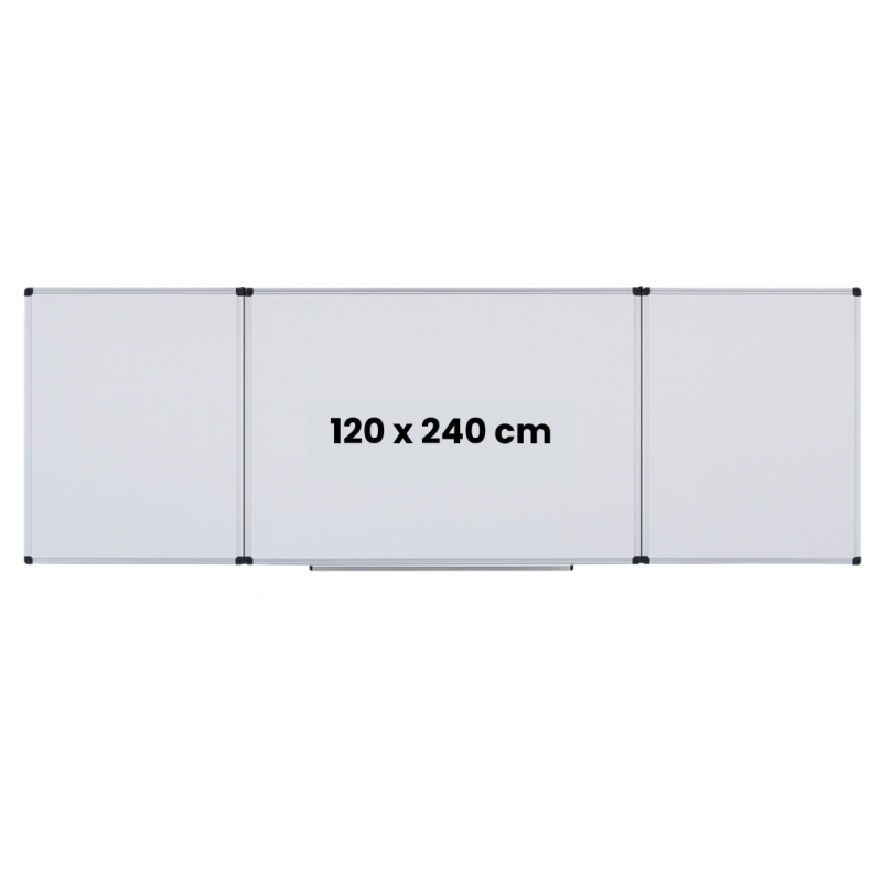 Tabla alba magnetica, triptica, 120x240cm + 2 x 120x120cm, cu 5 suprafete de scris, Optima