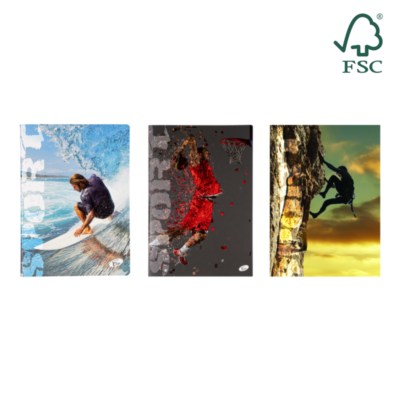 Caiet A5, 48 file, 80gsm, coperta carton 300gsm, design sports - matematica