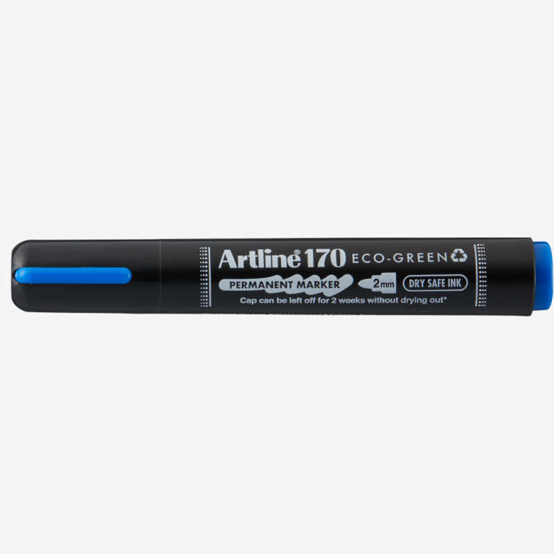 Permanent marker ARTLINE 170 Eco Green - Dry safe 2 weeks, corp plastic, varf rotund 2.0mm - albastr