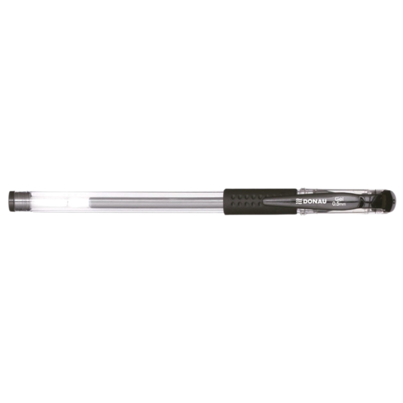 Pix transparent cu gel, rubber grip, 0.5 mm, cerneala rezistenta la apa, DONAU - negru