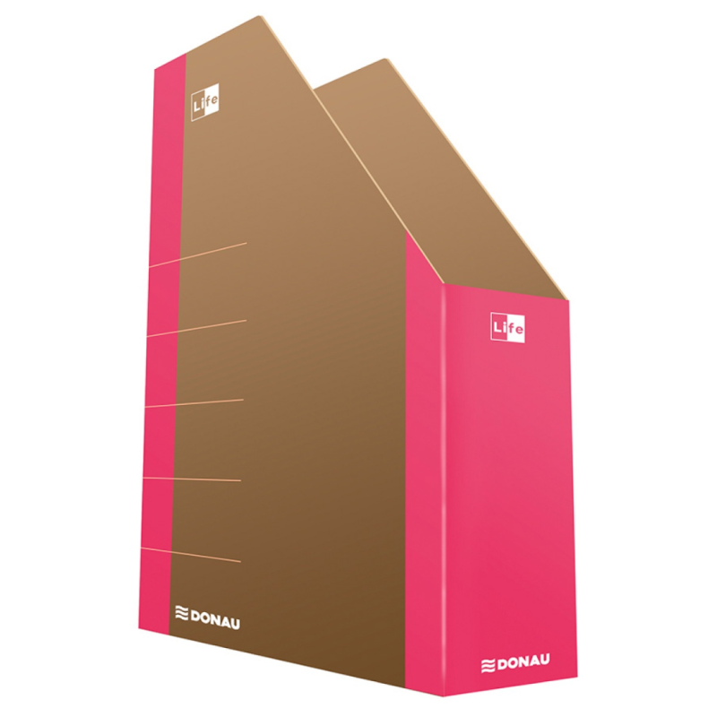 Suport vertical pentru cataloage, A4 - 8cm latime, carton 800gsm, DONAU Life - margine roz