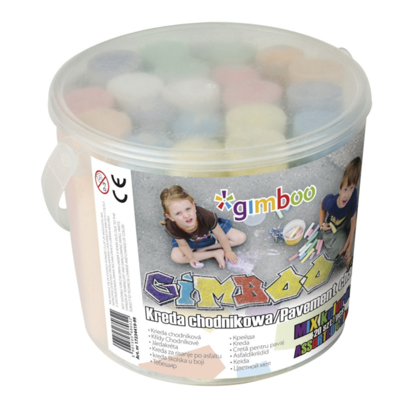 Creta colorata XXL, pentru pardoseala de exterior, 20 buc/galeata, GIMBOO