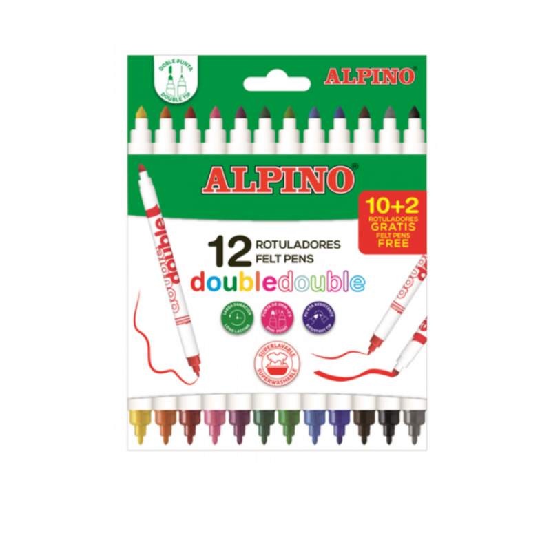 Carioca cu 2 capete, 12 culori/set, ALPINO Color Experience