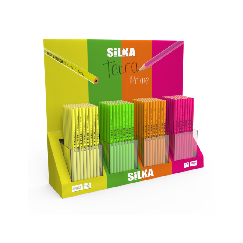 Display cu creioane, 4culori x 72buc(288buc)/display, SILKA Tetra Prime