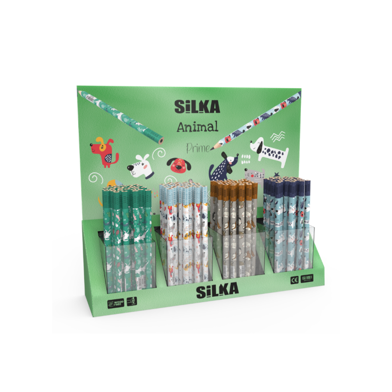 Display cu creioane, 4modele x 40buc(160buc)/display, SILKA Animal Jumbo