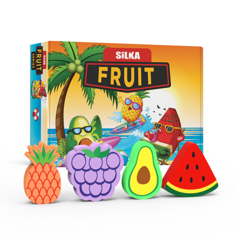 Cutie cu radiere pt creion, nu lasa reziduuri, 36buc/cutie, SILKA Fruit - design fructe