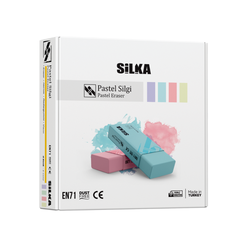 Radiera pentru creion, 59.5x22x11mm, PVC-free, nu lasa reziduuri, SILKA Pastel - culori asortate