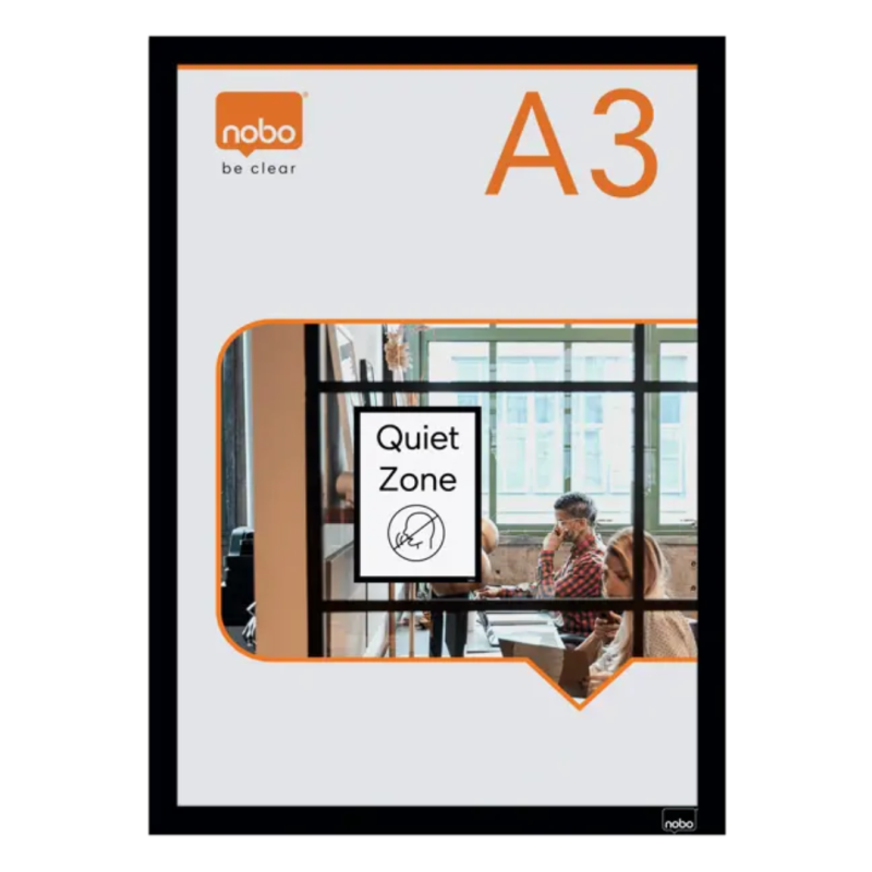 Rama auto-adeziva NOBO, magnetica, A3, 2 buc/set, negru