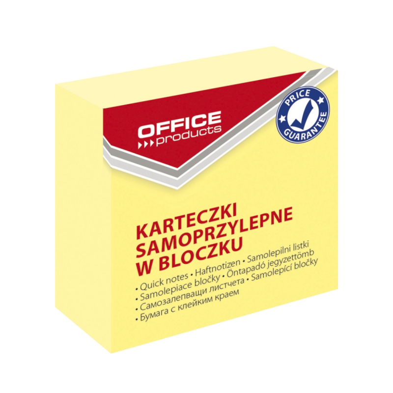 Cub notes autoadeziv 50 x 50 mm, 400buc/set, Office Products - galben pastel