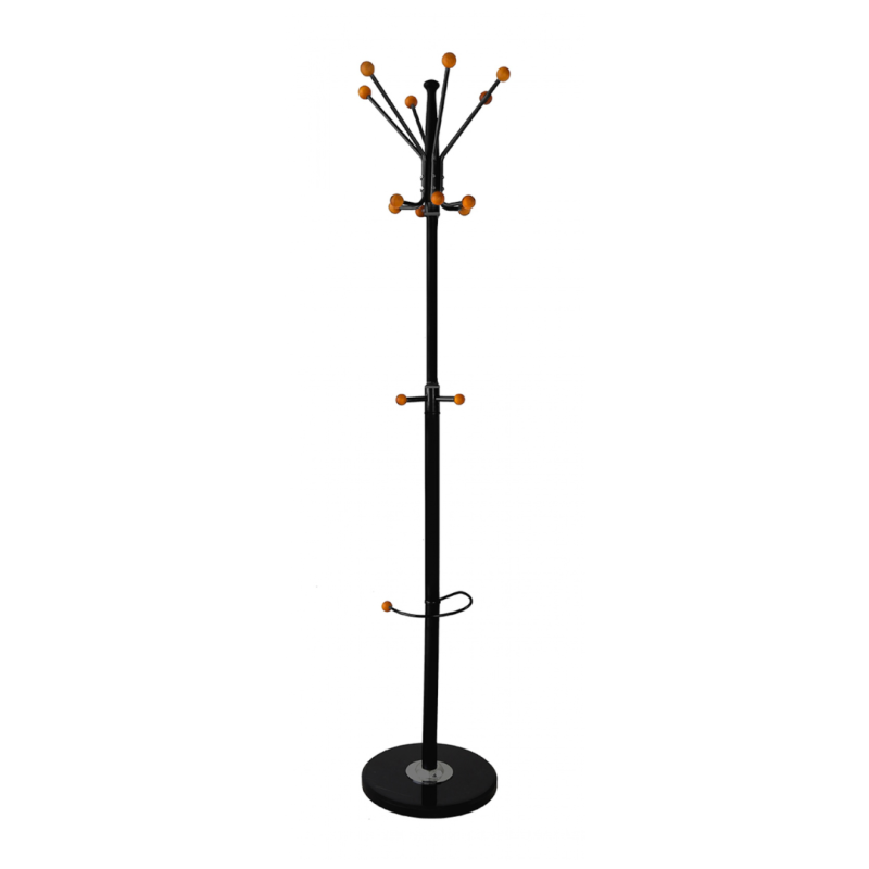 Cuier metalic 14 agatatori, baza din marmura, suport umbrele, Office Products Stockholm - negru