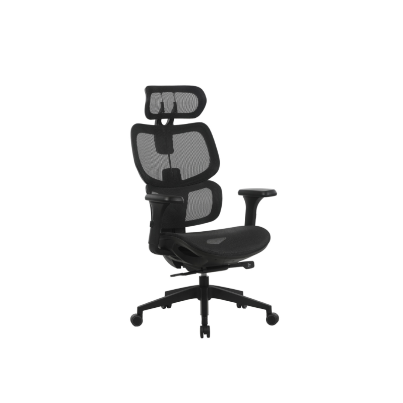 Scaun de birou, brate plastic, rotile, mesh textil, Office Products Hydra - negru