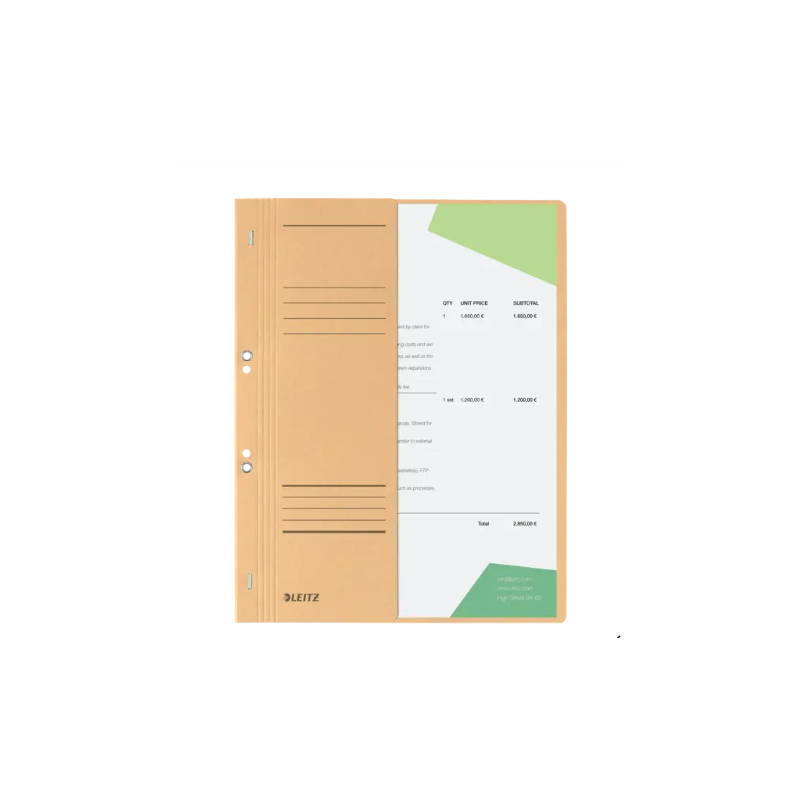 Dosar cu sina Leitz 1/2, carton, A4, cu capse, 170 coli, kraft