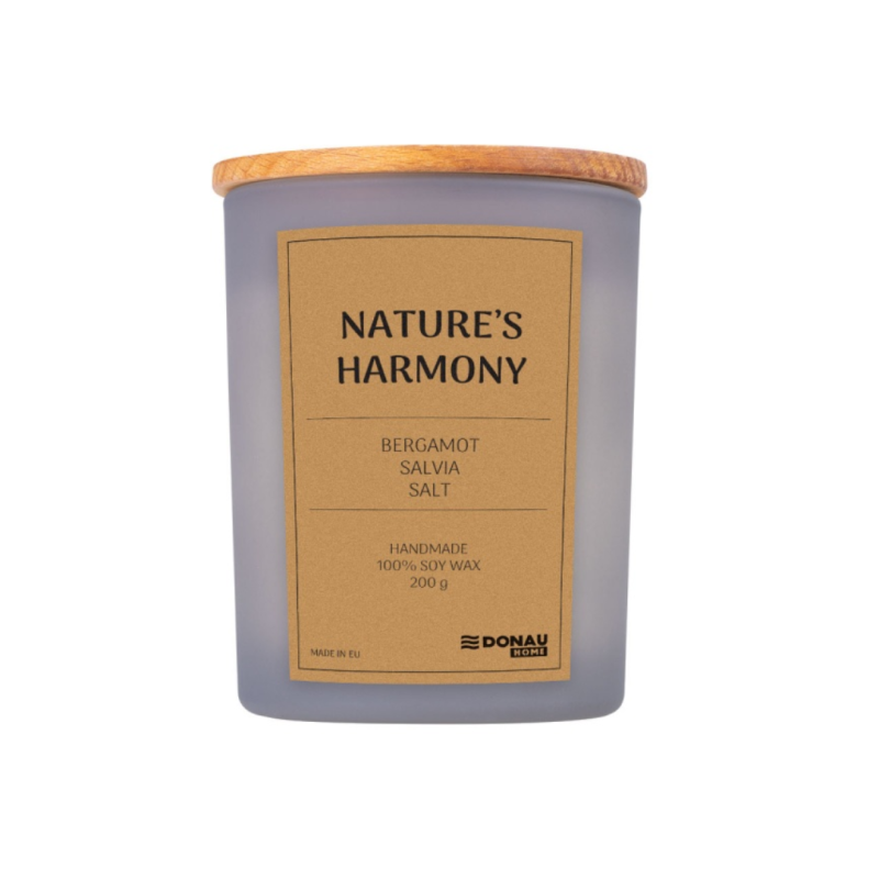 Lumanare in recipient de sticla, cu capac, 200gr, 40 de ore ardere, DONAU Home - Nature"s Harmony