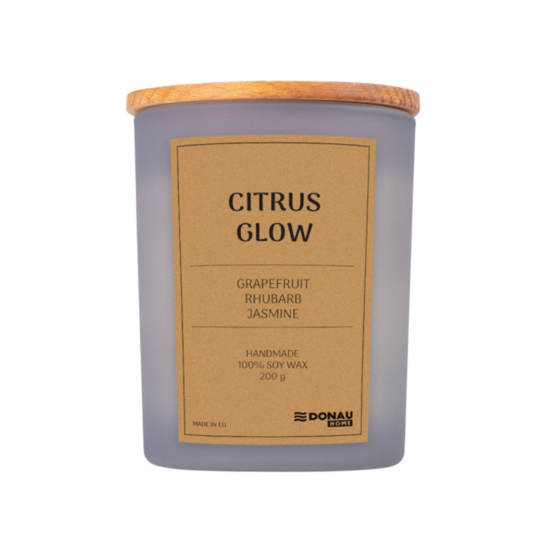 Lumanare in recipient de sticla, cu capac, 200gr, 40 de ore ardere, DONAU Home - Citrus Glow