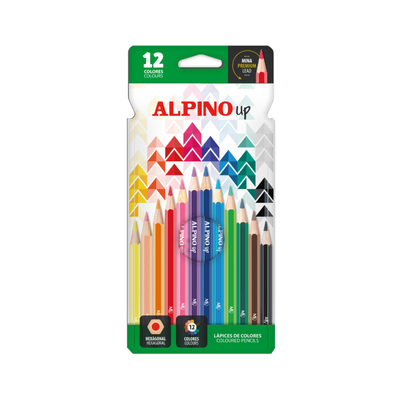 Creioane colorate, cutie carton, 12 culori/set, ALPINO Up