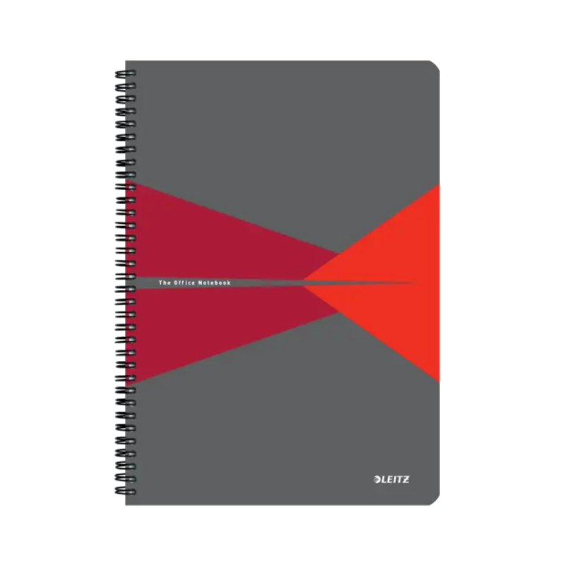 Caiet de birou LEITZ Office, carton laminat, certificare FSC, reciclabil, A4, 90 coli, cu spira, dic
