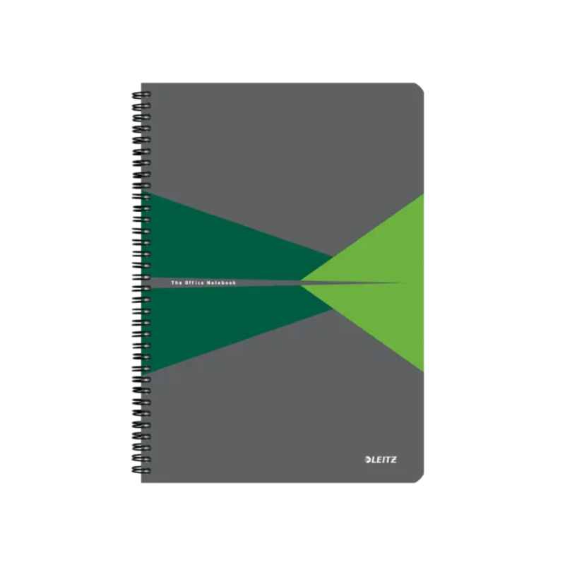 Caiet de birou LEITZ Office, carton laminat, certificare FSC, reciclabil, A4, 90 coli, cu spira, dic