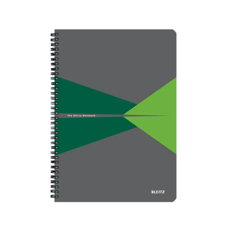 Caiet de birou LEITZ Office, carton laminat, certificare FSC, reciclabil, A4, 90 coli, cu spira, mat