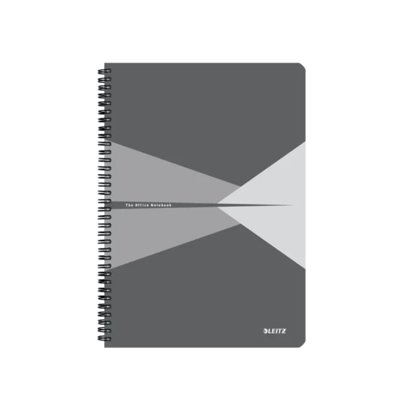 Caiet de birou LEITZ Office, carton laminat, certificare FSC, reciclabil, A4, 90 coli, cu spira, mat