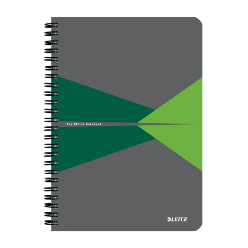 Caiet de birou LEITZ Office, carton laminat, certificare FSC, reciclabil, A5, 90 coli, cu spira, mat