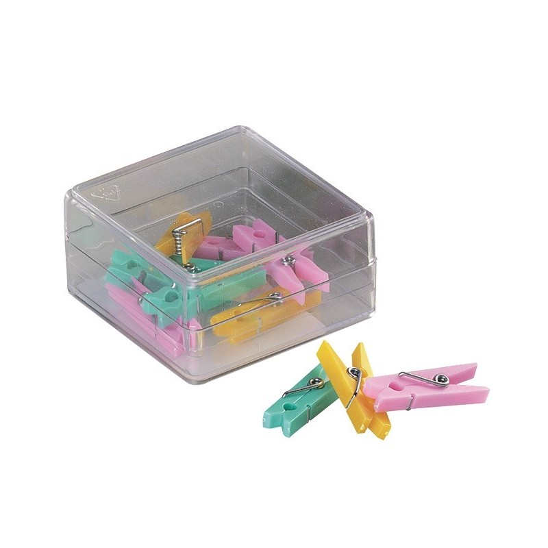 Clesti din plastic cu arc, pentru prindere, 32mm, 10 buc/cutie, ALCO - culori asortate