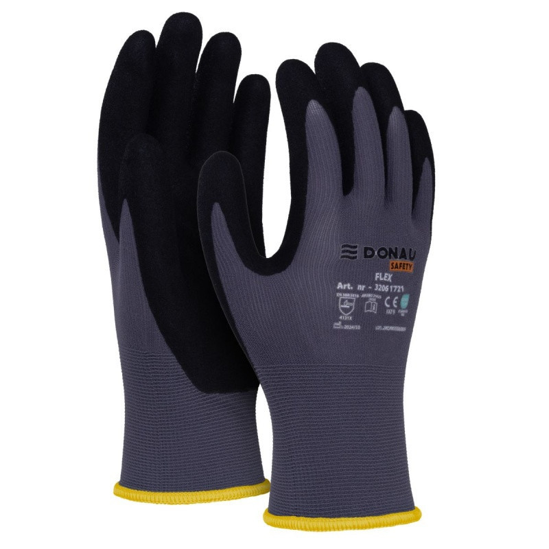 Manusi protectie DANAU, nitril, tesatura moale fara cusaturi, OEKO-TEX S 100, cat II - marimea 8