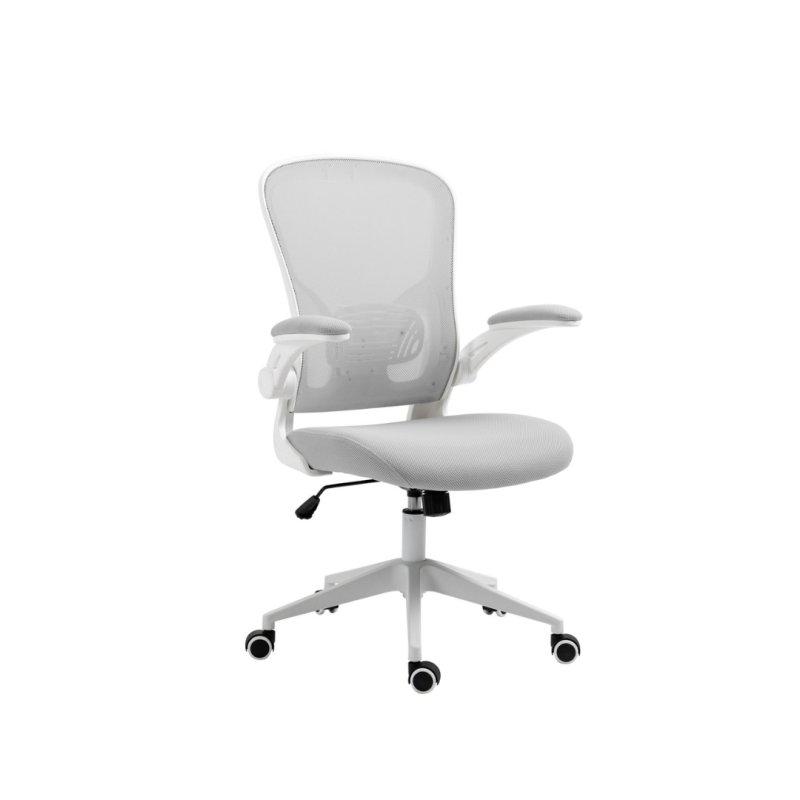 Scaun de birou, brate plastic, rotile, mesh textil/stofa, Office Products Chios - gri