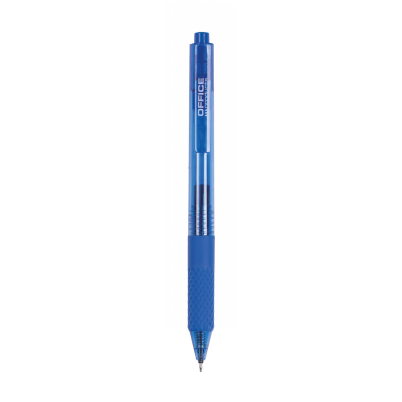 Pix cu gel, mecanism retractabil, rubber grip, 0.5 mm, Office Products - albastru