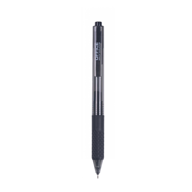 Pix cu gel, mecanism retractabil, rubber grip, 0.5 mm, Office Products - negru