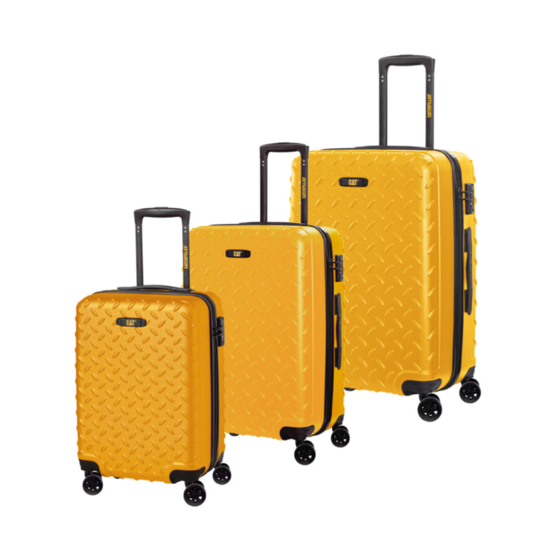 Set 3 trollere CATERPILLAR Industrial Plate, 35L, 59L, 92L, ABS - galben
