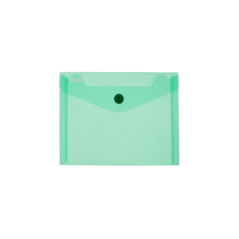 Mapa PP protectie documente A6 landscape, inchidere cu capsa, 10/set, Optima - verde transparent