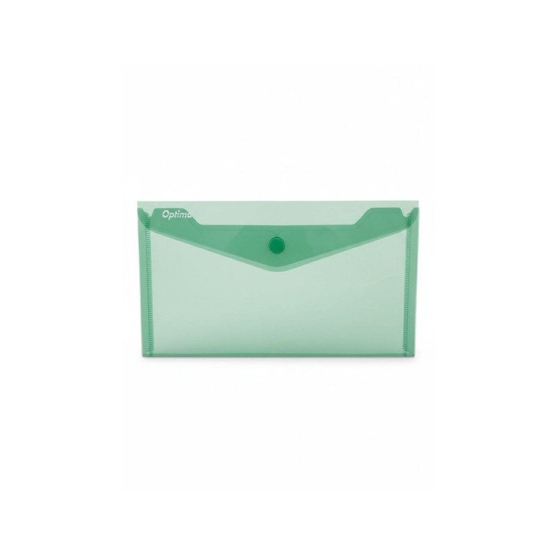 Mapa PP protectie documente DL landscape, inchidere cu capsa, 10/set, Optima - verde transparent