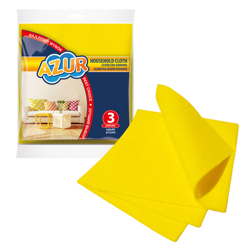 Lavete universale, 35 x 35cm, 3 buc/set, AZUR - galbene
